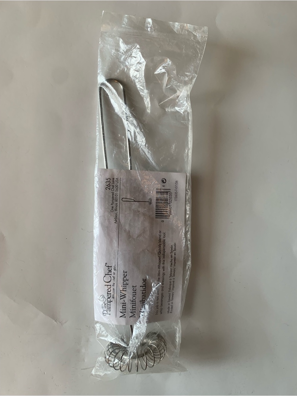 New Sealed Pampered Chef Mini Whipper 2635 Retired Stainless Steel Whisk NIP